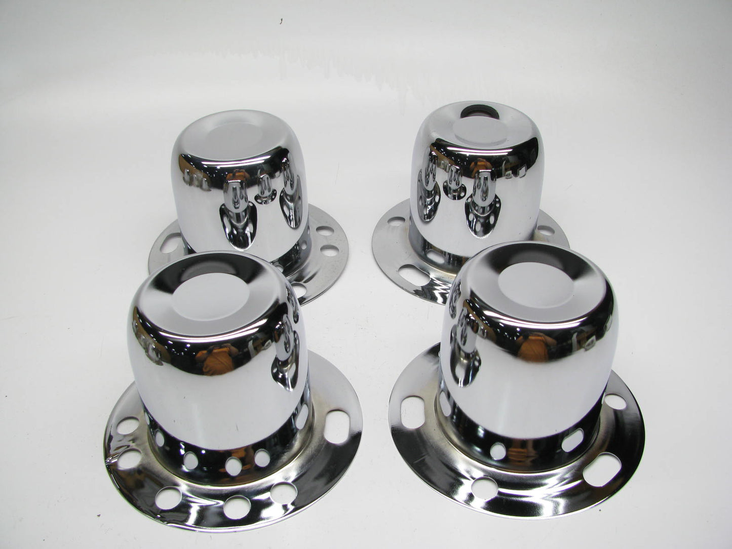 (4) NEW Gorilla HC227 Chrome 4.25'' Push-thru Closed Wheel Hub Caps Center Covers