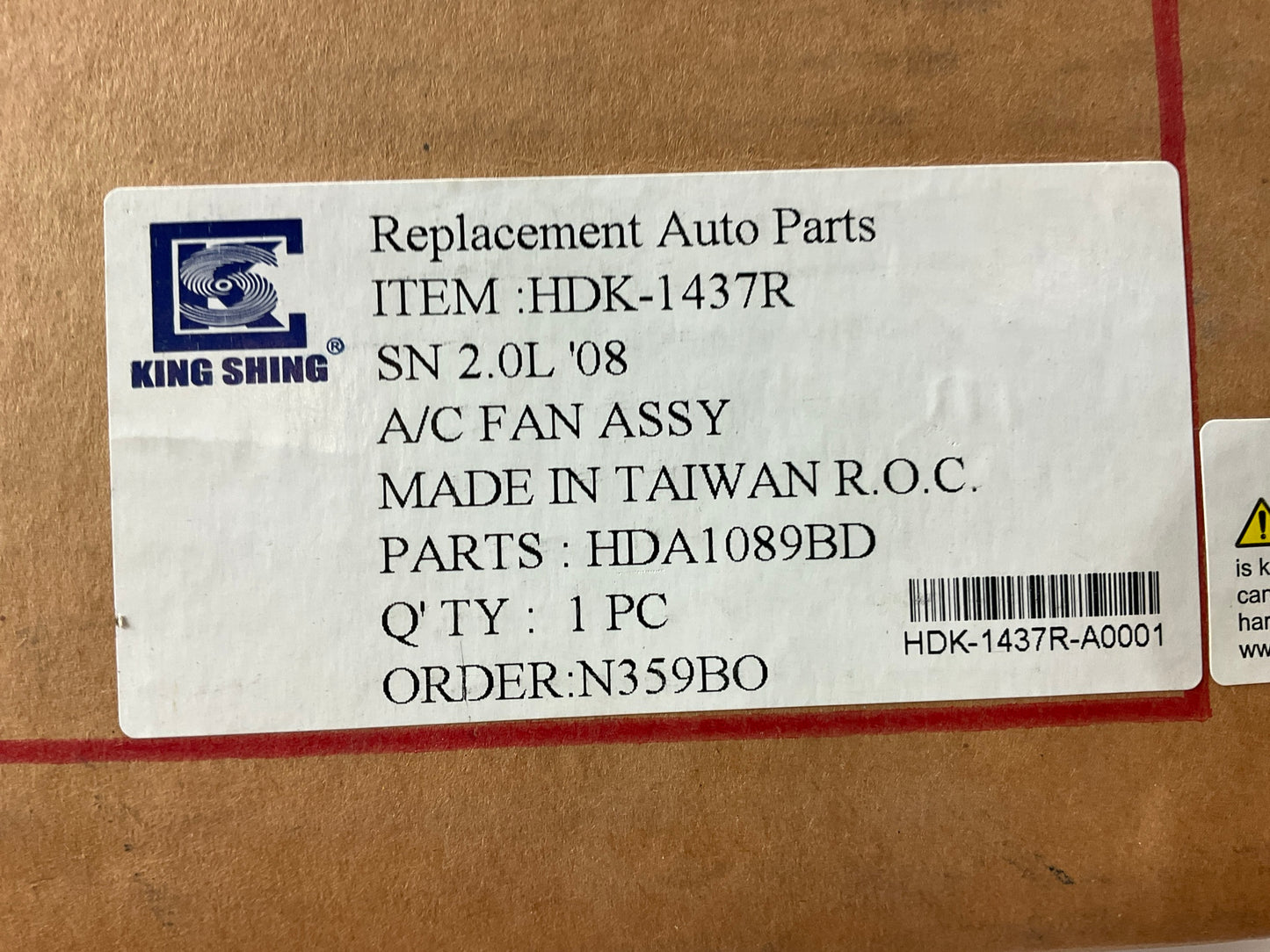 NEW HDA1089BD Engine Cooling Fan - 2008-2012 Honda Accord 3.5L V6