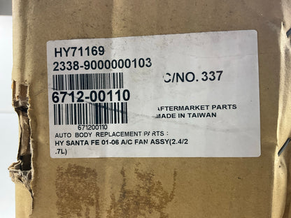 NEW HY71169 A/C Condenser Cooling Fan Assembly For 2001-2006 Hyundai Santa Fe