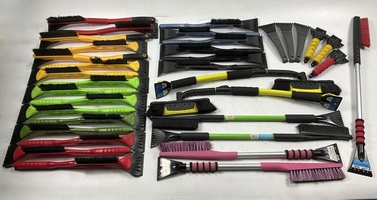 35 Assorted Mixed Ice Scrapers & Snow Broom Brushes - ICE SCRAPER Lot #13