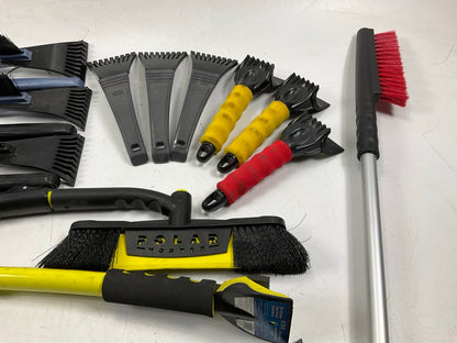 35 Assorted Mixed Ice Scrapers & Snow Broom Brushes - ICE SCRAPER Lot #13