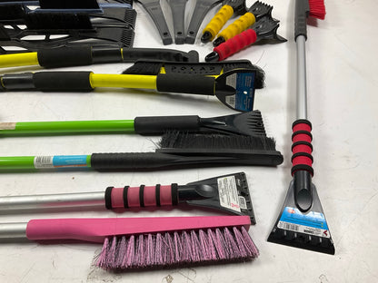 35 Assorted Mixed Ice Scrapers & Snow Broom Brushes - ICE SCRAPER Lot #13