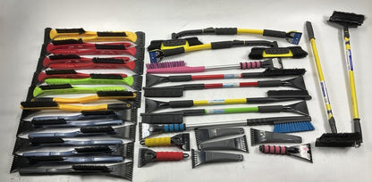 35 Assorted Mixed Ice Scrapers & Snow Broom Brushes - ICE SCRAPER Lot #15