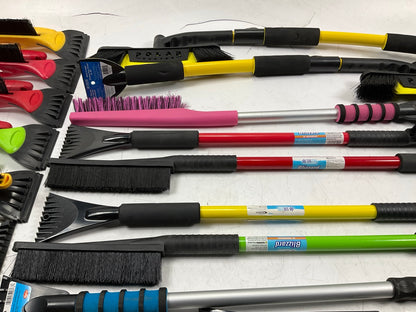 35 Assorted Mixed Ice Scrapers & Snow Broom Brushes - ICE SCRAPER Lot #15