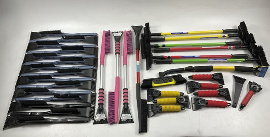35 Assorted Mixed Ice Scrapers & Snow Broom Brushes - ICE SCRAPER Lot #18
