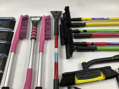 35 Assorted Mixed Ice Scrapers & Snow Broom Brushes - ICE SCRAPER Lot #18