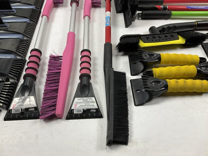 35 Assorted Mixed Ice Scrapers & Snow Broom Brushes - ICE SCRAPER Lot #18