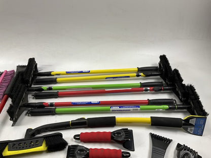 35 Assorted Mixed Ice Scrapers & Snow Broom Brushes - ICE SCRAPER Lot #18