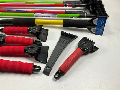 35 Assorted Mixed Ice Scrapers & Snow Broom Brushes - ICE SCRAPER Lot #18