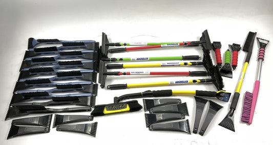 35 Assorted Mixed Ice Scrapers & Snow Broom Brushes - ICE SCRAPER Lot #19