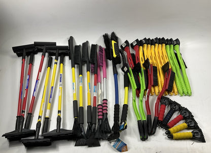 35 Assorted Mixed Ice Scrapers & Snow Broom Brushes - ICE SCRAPER Lot #1