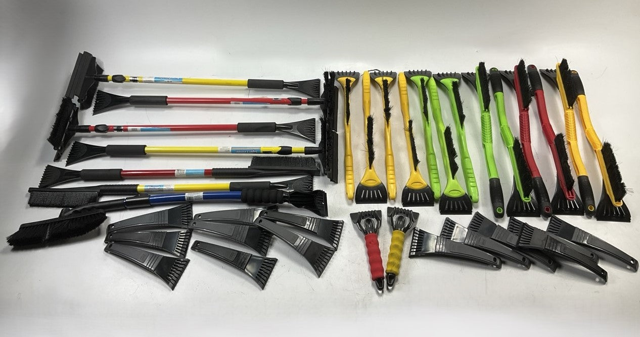 35 Assorted Mixed Ice Scrapers & Snow Broom Brushes - ICE SCRAPER Lot #24