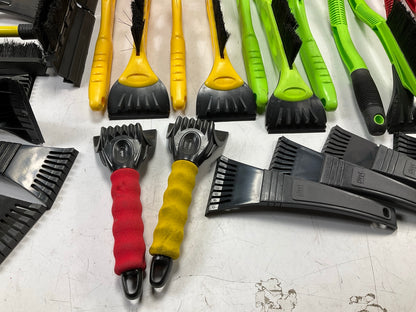 35 Assorted Mixed Ice Scrapers & Snow Broom Brushes - ICE SCRAPER Lot #24