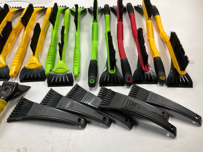 35 Assorted Mixed Ice Scrapers & Snow Broom Brushes - ICE SCRAPER Lot #24