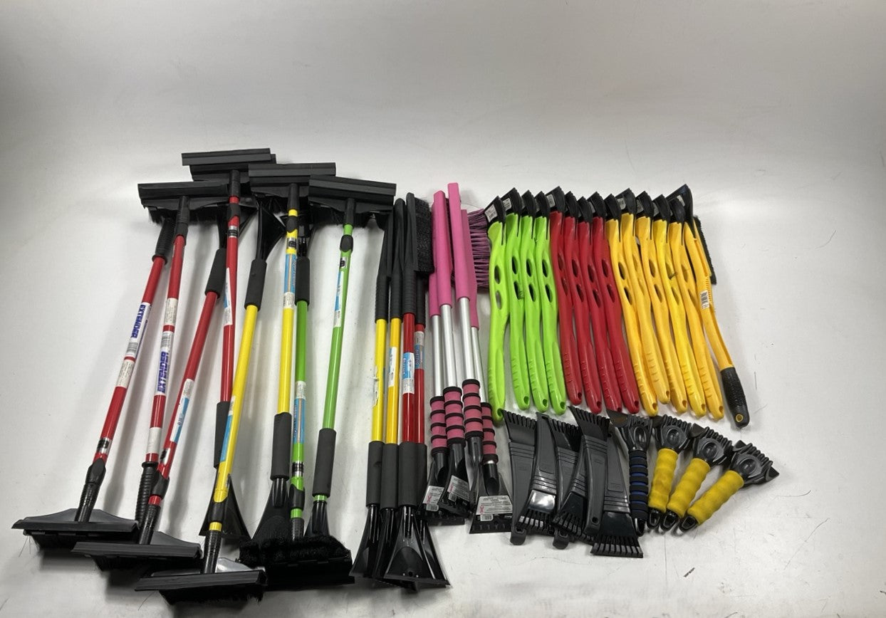 40 Assorted Mixed Ice Scrapers & Snow Broom Brushes - ICE SCRAPER Lot #3