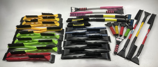 35 Assorted Mixed Ice Scrapers & Snow Broom Brushes - ICE SCRAPER Lot #6