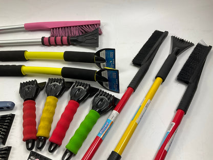 35 Assorted Mixed Ice Scrapers & Snow Broom Brushes - ICE SCRAPER Lot #6