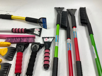 31 Assorted Mixed Ice Scrapers & Snow Broom Brushes - ICE SCRAPER Lot #9