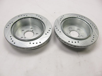 Rear Slotted Drilled Rotors Pair For 2015-2020 Subaru WRX W/O Eyesight