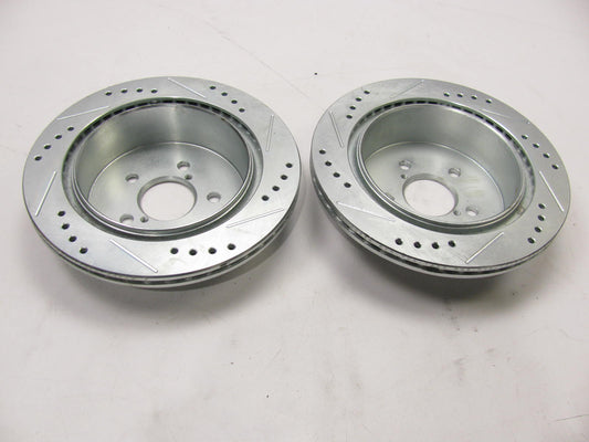 Rear Slotted Drilled Rotors Pair For 2015-2020 Subaru WRX W/O Eyesight