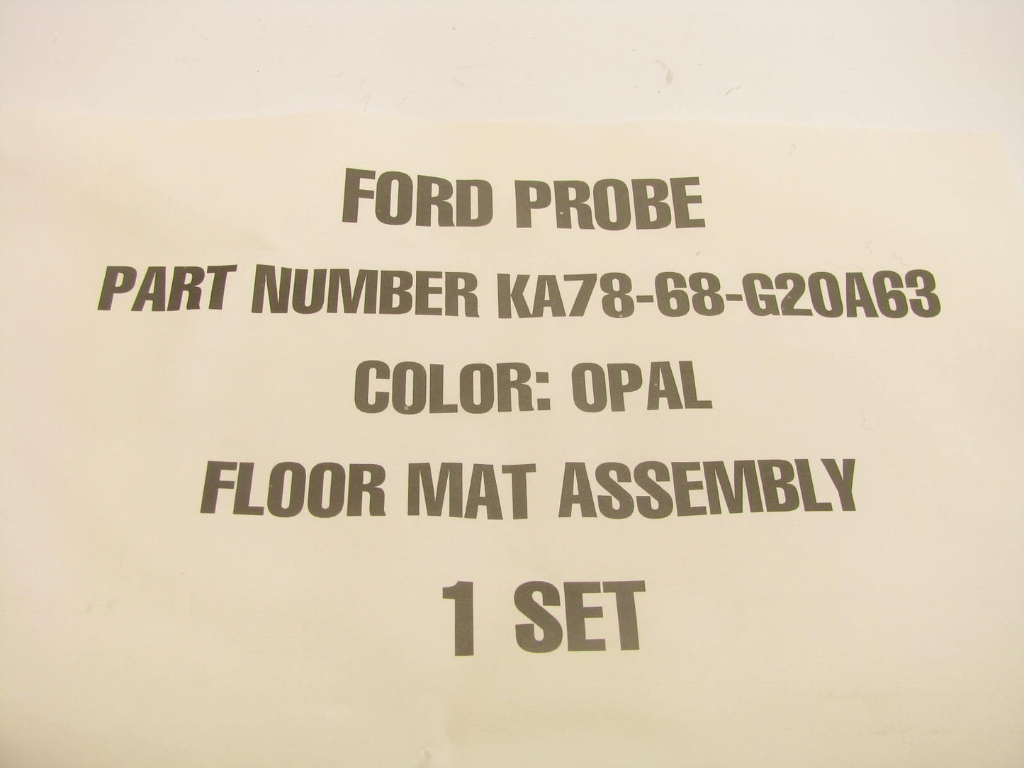 NEW - OEM GENUINE 1993-1997 Ford Probe OPAL (GRAY) Factory Floor Mat Carpet Set