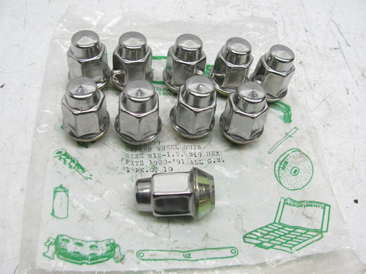 (10) UNBOXED M12-1.50 Acorn 19mm  Akron Seat Chrome Wheel  Lug Nut  (P9591699)