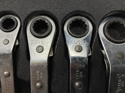 USED - Blue Point 25° Offset Ratcheting Box Wrench Set, 5 Piece 7mm-17mm - USA