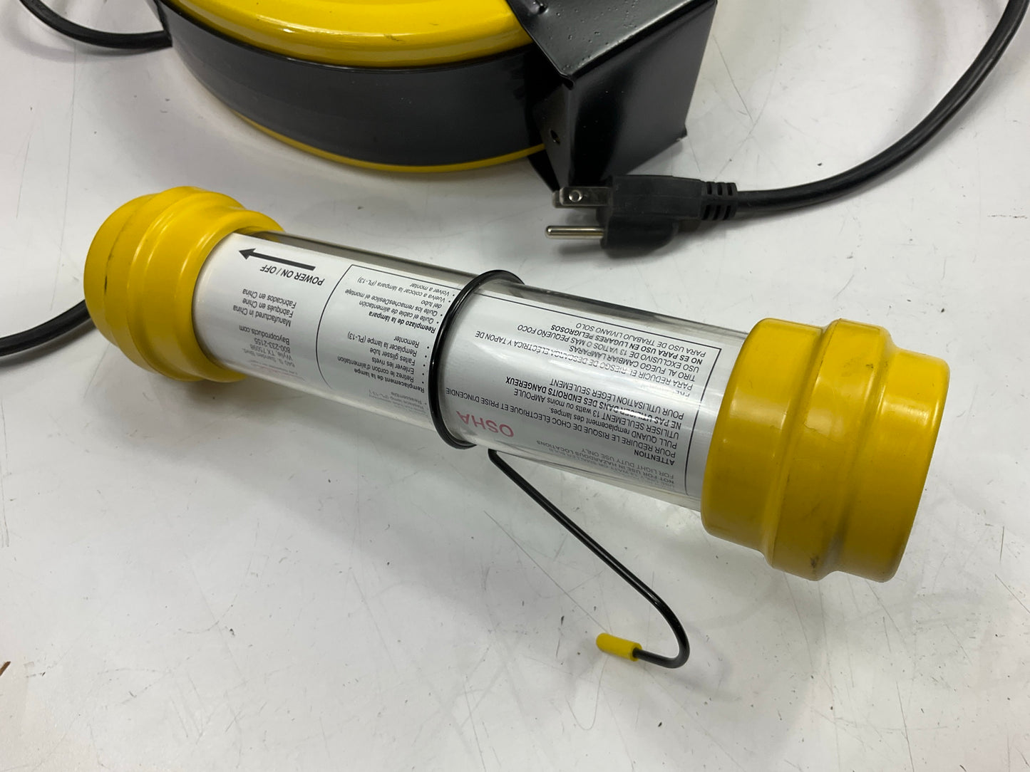 MISSING BRACKET - Bayco 13 W Flourescent Work Light W/ Spotlight, 50' Metal Reel