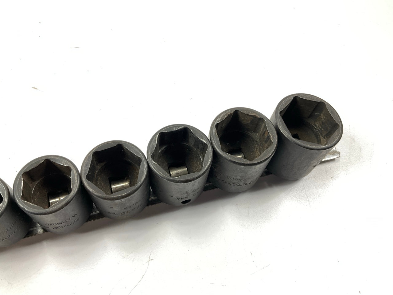 USED - Snap-On 12 Pc. Shallow Impact Socket Set & Rail, 3/8'' Drive - 5/16'' To 1''