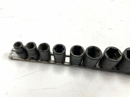 USED - Snap-On 12 Pc. Shallow Impact Socket Set & Rail, 3/8'' Drive - 5/16'' To 1''