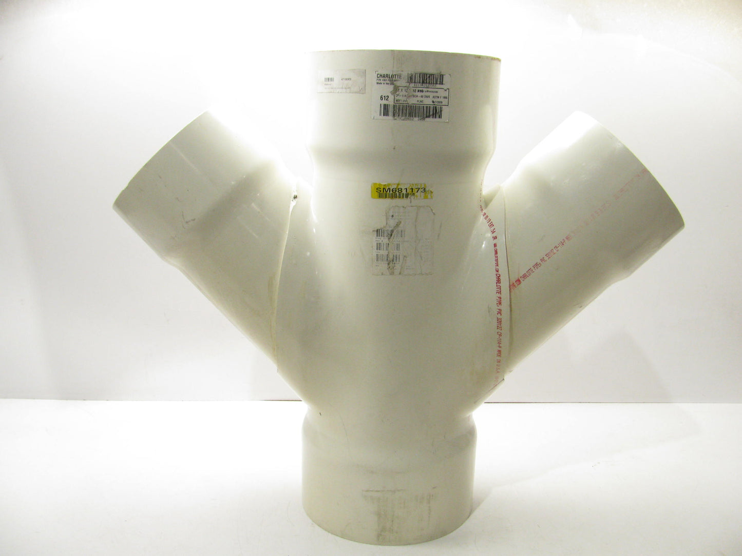 HUGE French Drain 12'' Water Run Off Pipe Double Wye 12''x12''x10''x10'' Schedule 40