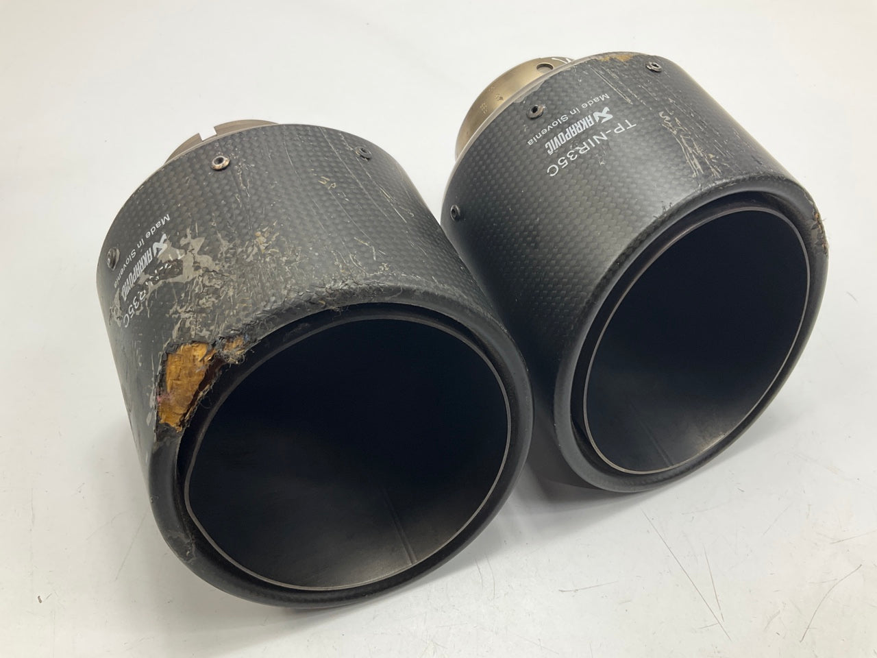 USED / DAMAGED - SEE PHOTOS (2) AKRAPOVIC TP-NIR35C Exhaust Tips, AS SHOWN