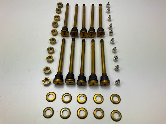 Pack Of 10 - TR573 4-3/8'' Brass Clamp-in Tubeless Tire Truck Valve Stem