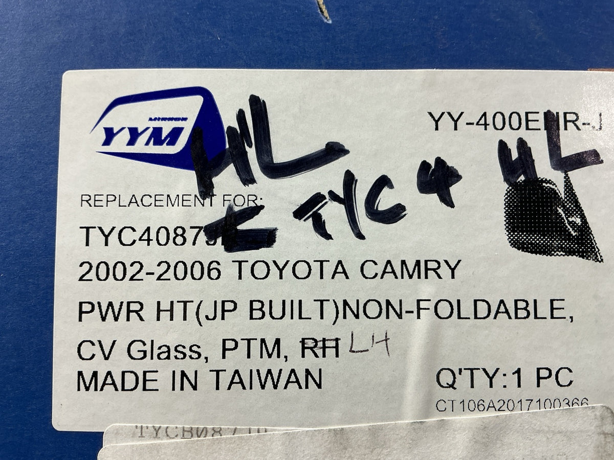 NEW TYC4087HL Power Heated Left Drivers Mirror For 02-06 Camry (Japan Buitl)
