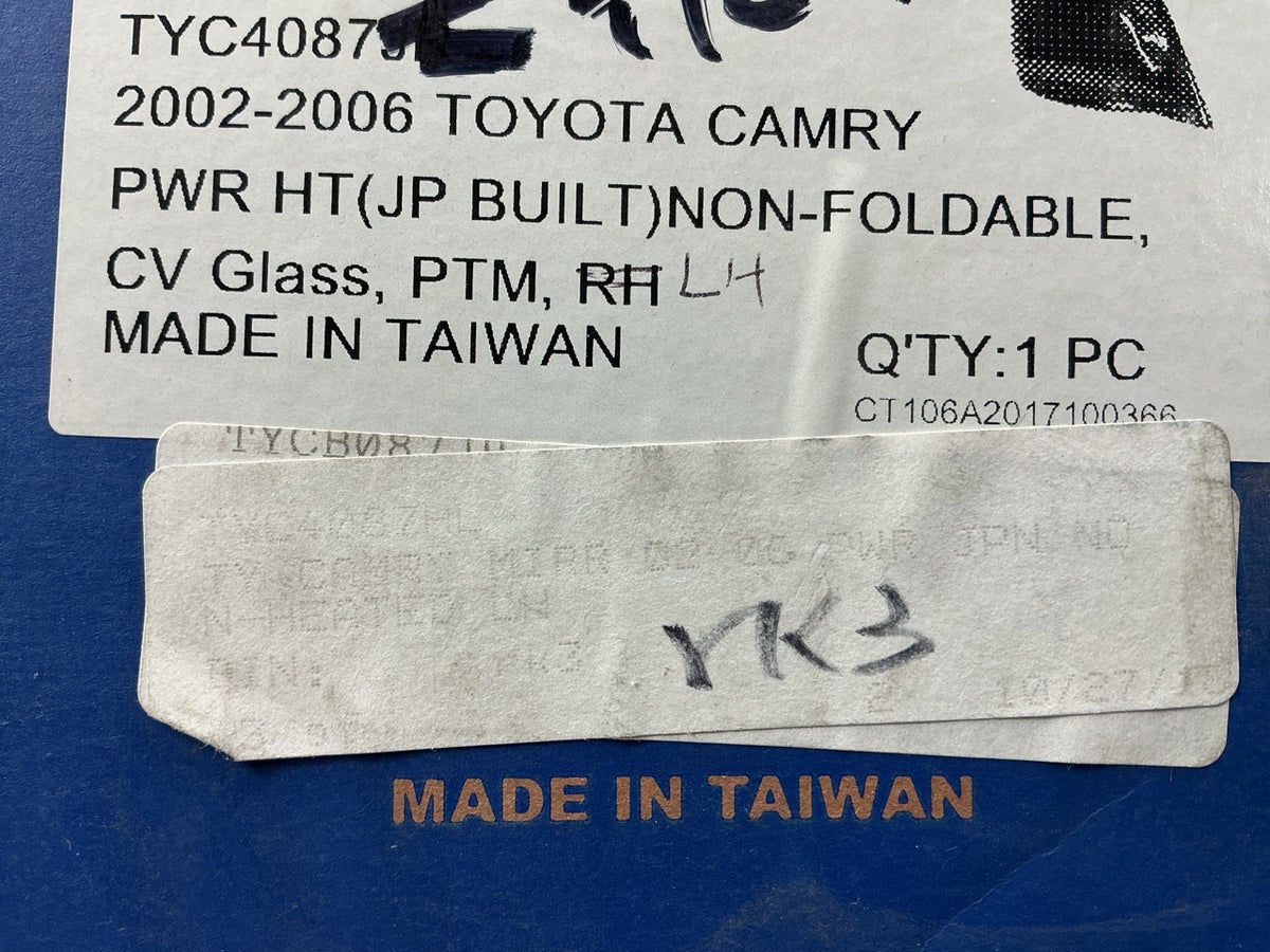 NEW TYC4087HL Power Heated Left Drivers Mirror For 02-06 Camry (Japan Buitl)