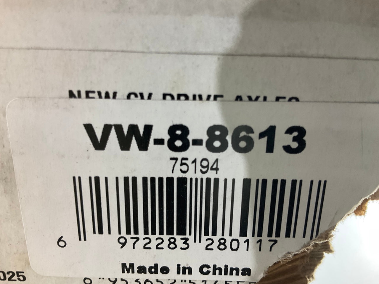 REMAN. VW-8-8613 Front Left CV Axle  2006-2010 Volkswagen Beetle 2.5L AUTO TRANS