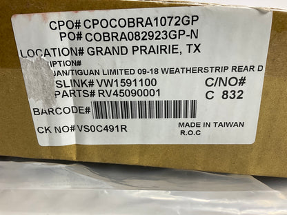 NEW Rear Right Passenger Door Weatherstrip Seal (On Door) - 2009-2017 VW Tiguan