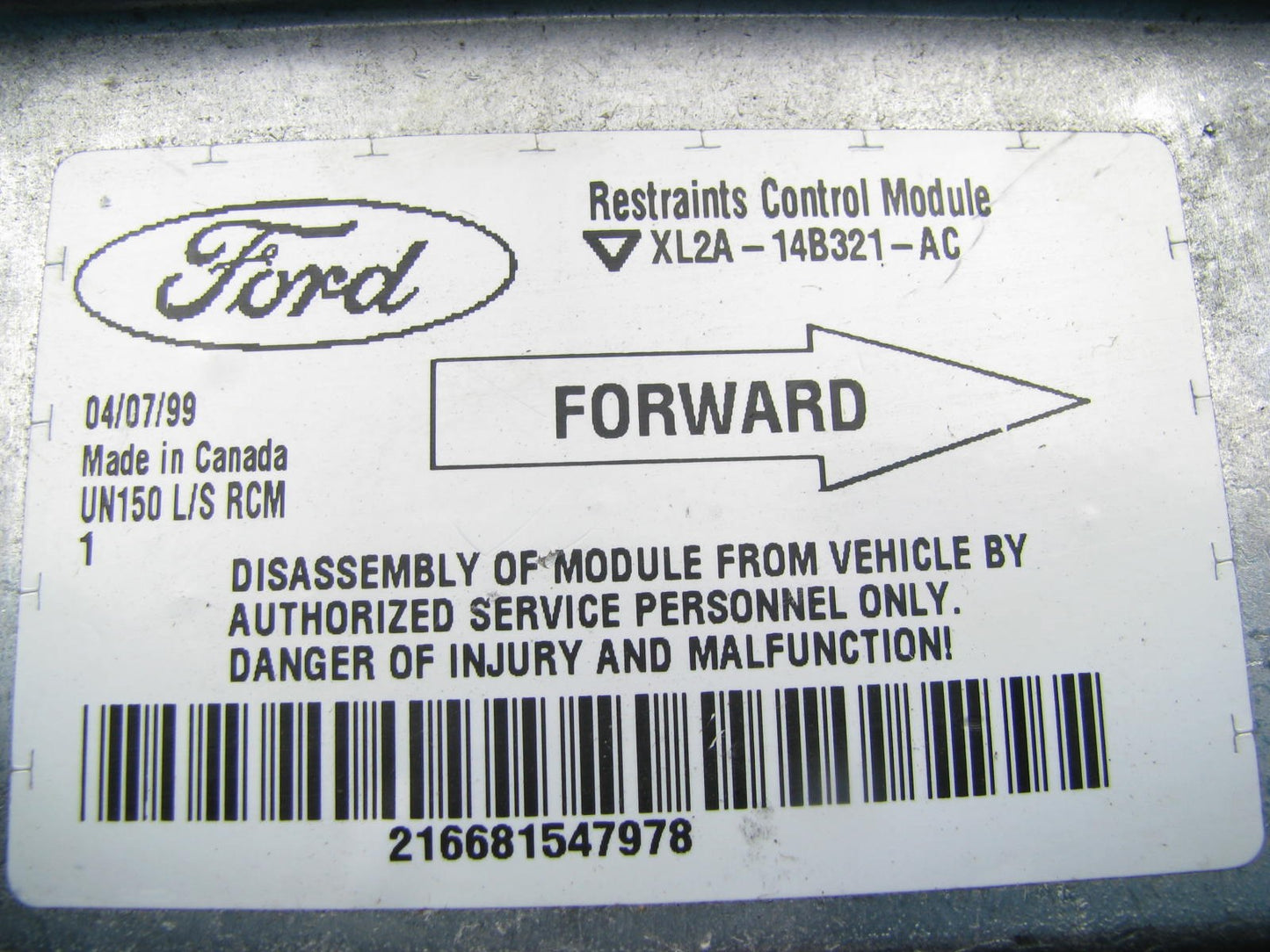 NEW - OUT OF BOX - OEM 99-01 Ford Explorer SRS Control Module XL2A-14B321-AC