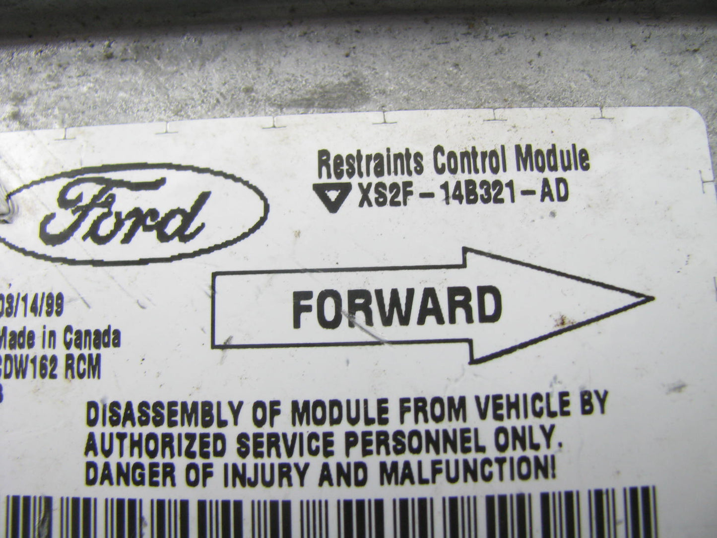 NEW - OUT OF BOX - OEM Ford XS2F-14B321-AD SRS Control Module - 1999-00 Contour