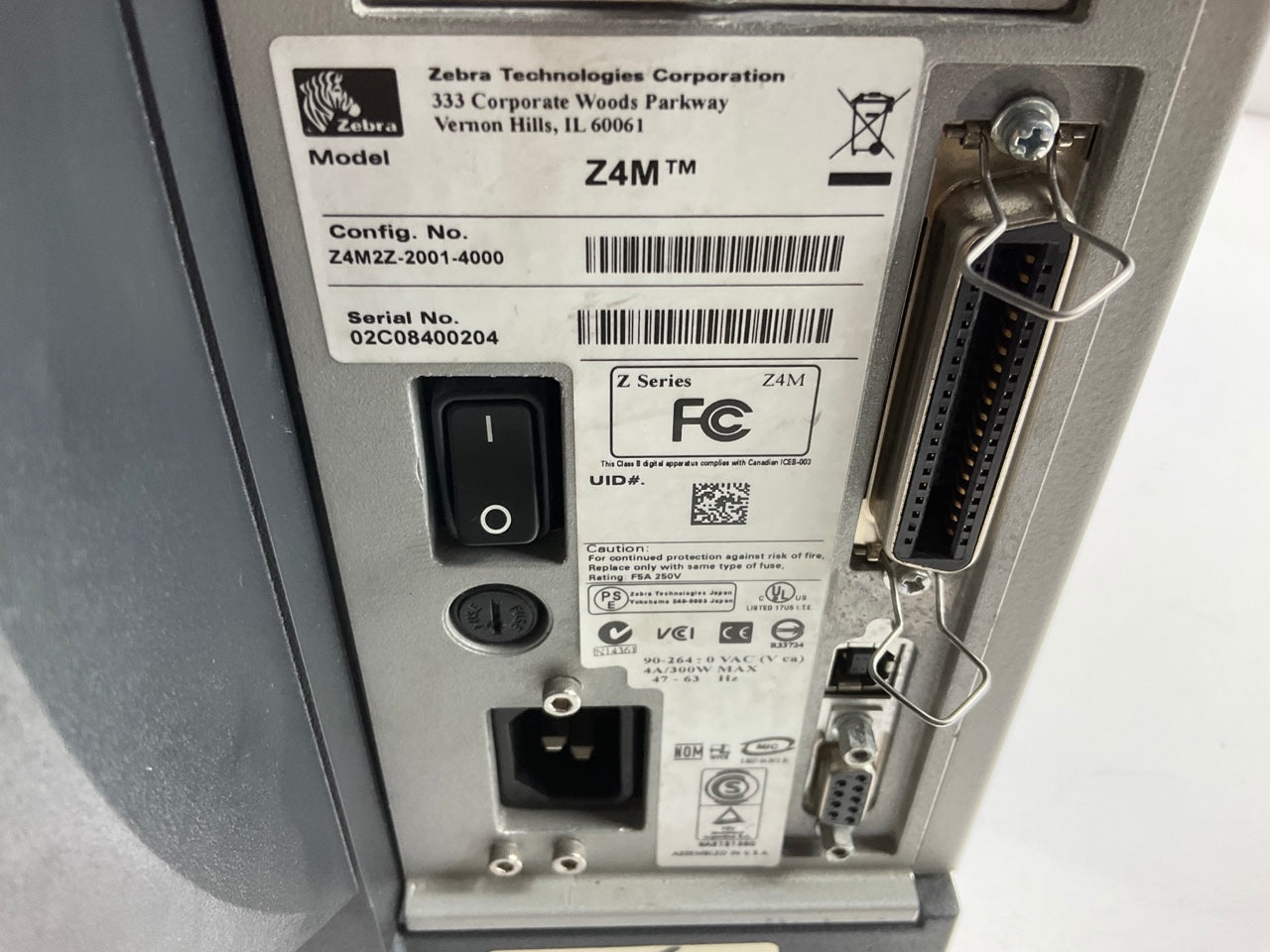 PARTS ONLY DEFECTIV Zebra Z4M Plus Thermal Transfer Label Barcode Printer Peeler