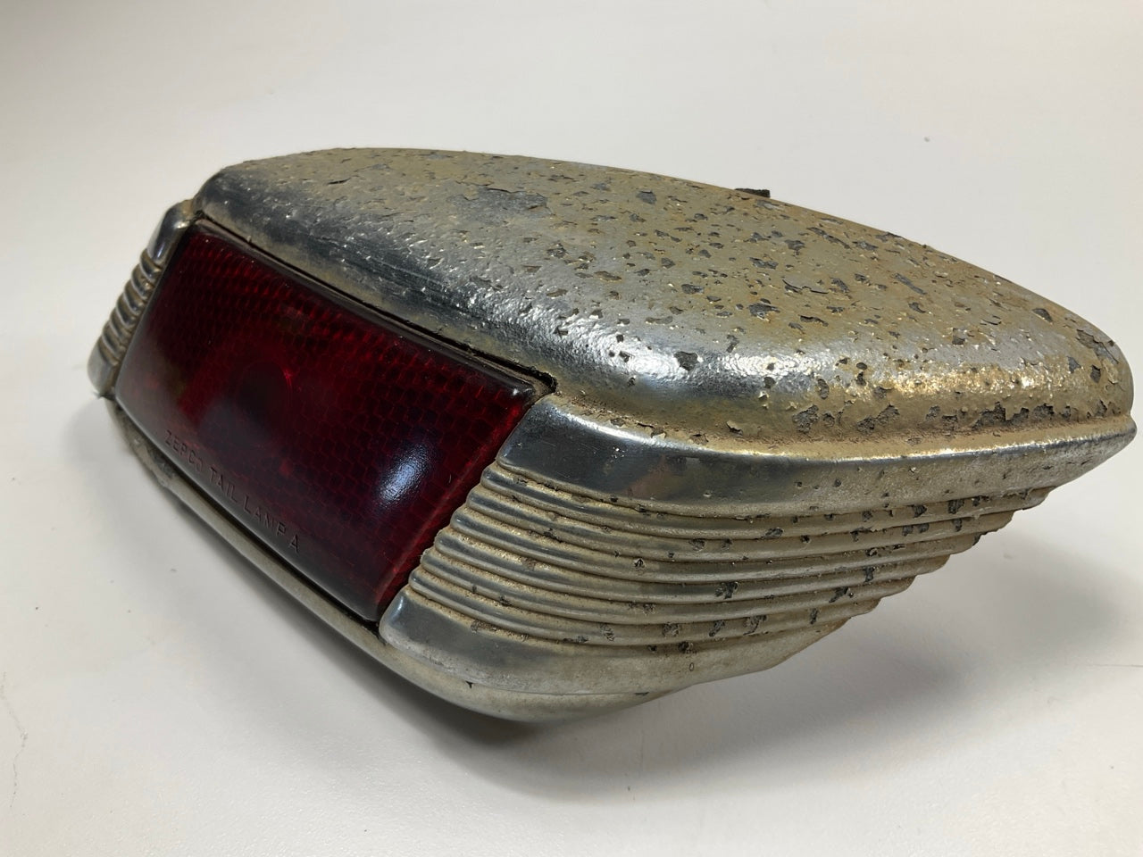 USED, Right Passengers Tail Light Lens With Chrome Housing 1941 Lincoln Zephyr