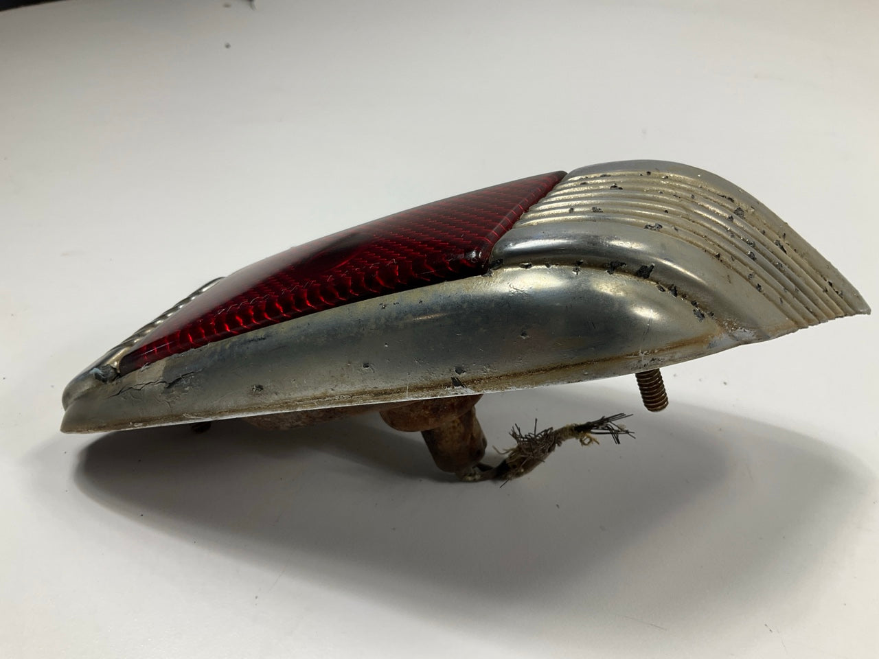 USED, Right Passengers Tail Light Lens With Chrome Housing 1941 Lincoln Zephyr