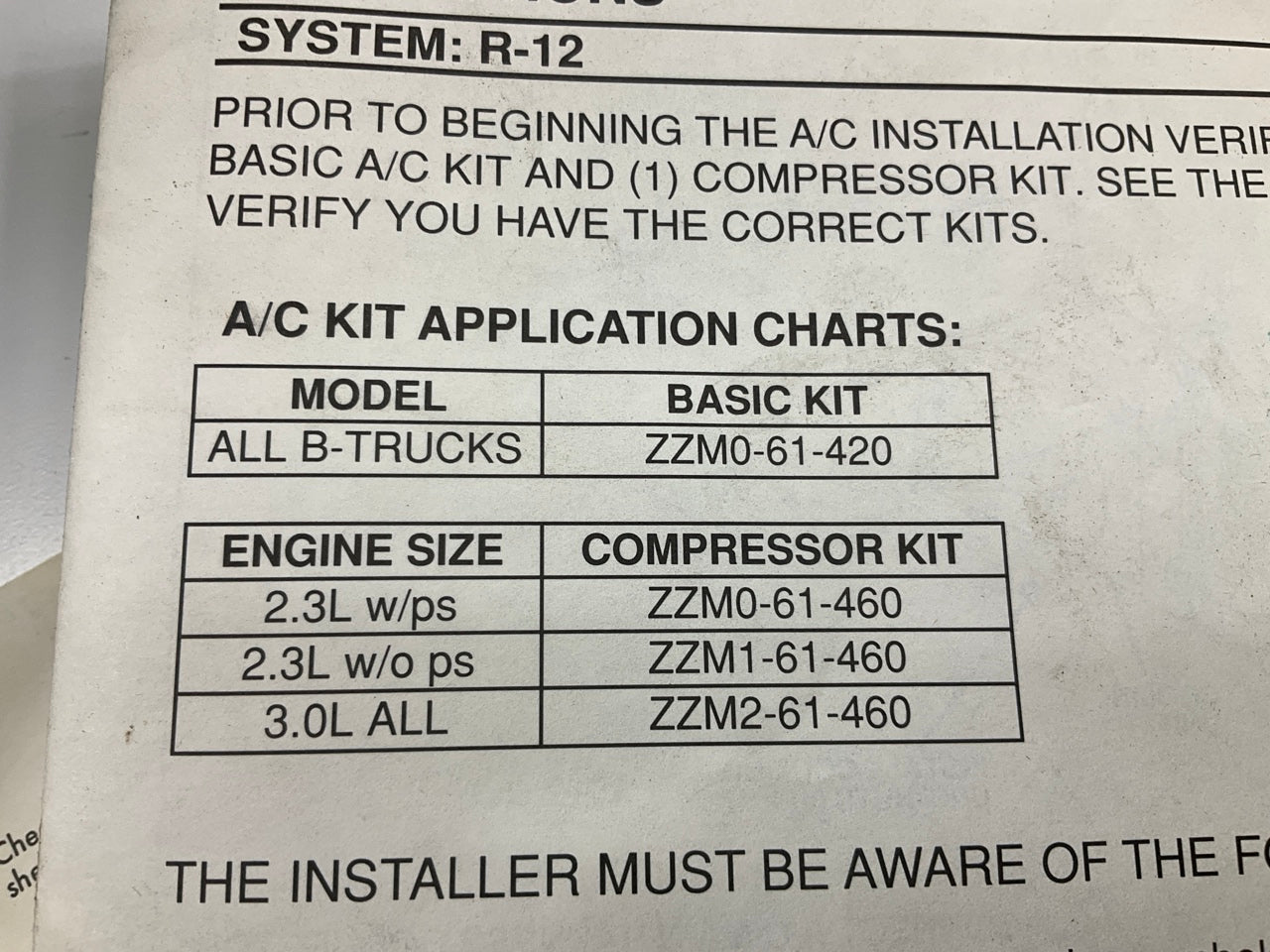 Missing Evaporator ZZM0-61-420 Ranger B-Series Navajo Explorer Condenser A/C Kit