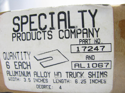 (5) SPC 17247 Aluminum Alloy HD Truck Shims - 3.5'' Wide 6.25'' Long 4 Degrees