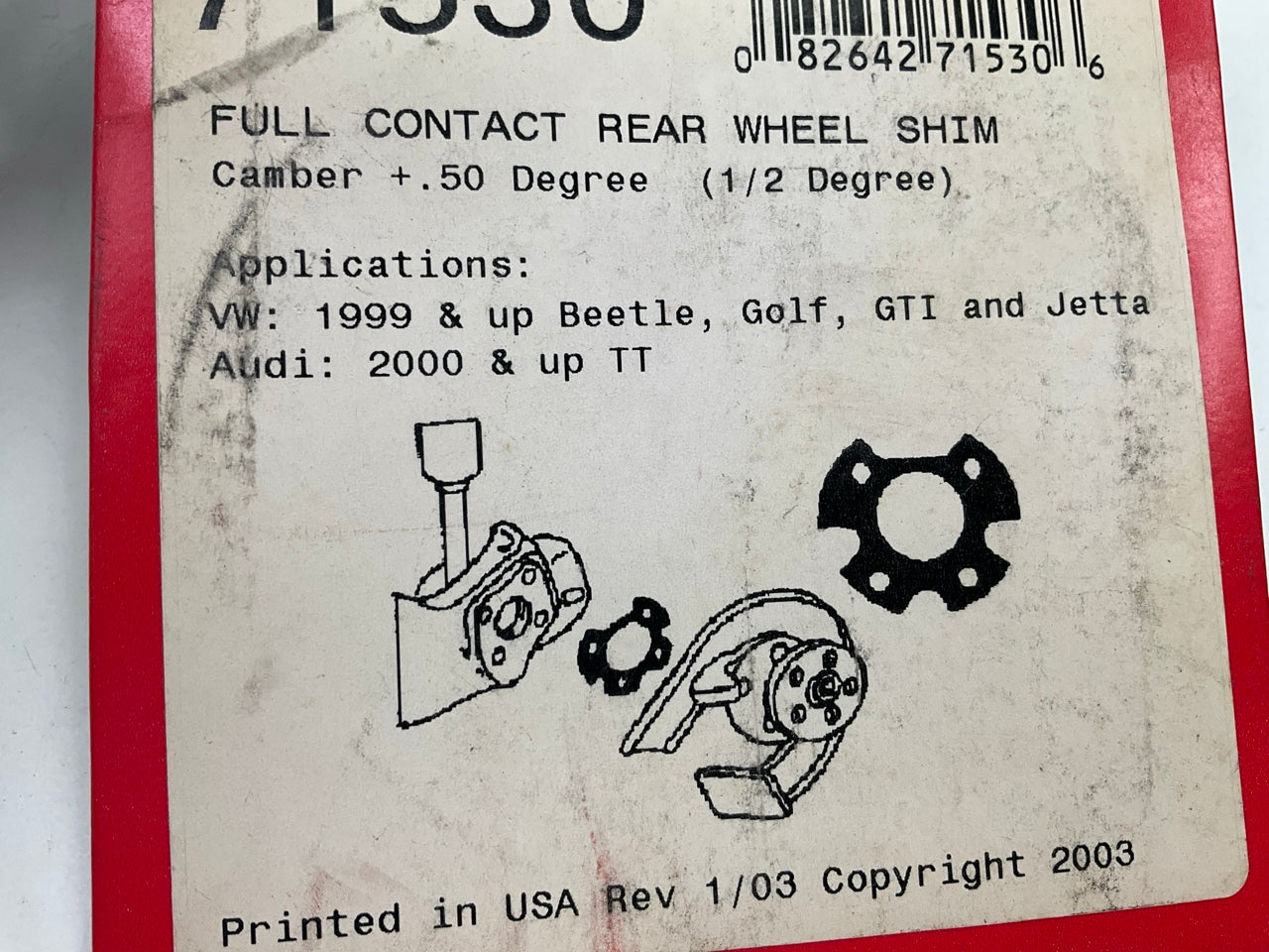 Specialty Products 71530 Rear Alignment Camber Adjuster Shim, 1 Degree