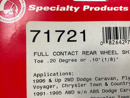(2) Specialty Products 71721 .20 Degree Rear Toe Alignment Adjustment Shim
