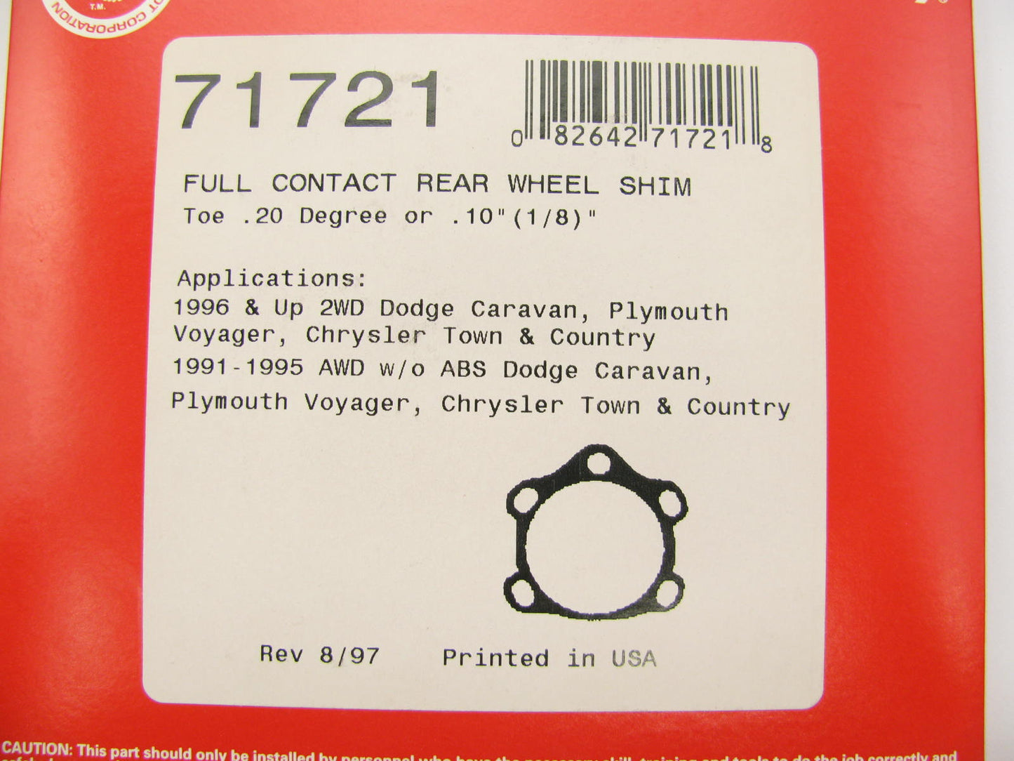 Specialty Products 71721 .20 Degree Rear Toe Alignment Adjustment Shim