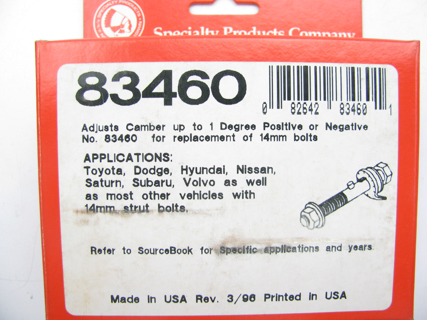 Specialty Products 83460 Front Camber Adjustment Kit 1 Degree 02-03 Saturn Vue
