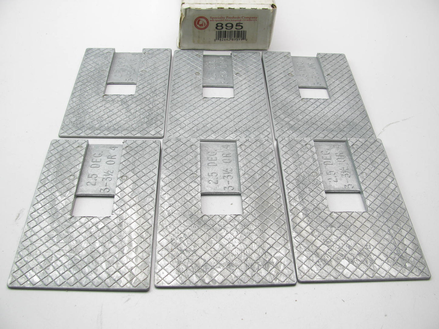 (6) Specialty 895 HD Zinc Uni-Wedge Alignment Shim - 3-3.5-4'' Wide 2-1/2 Degree