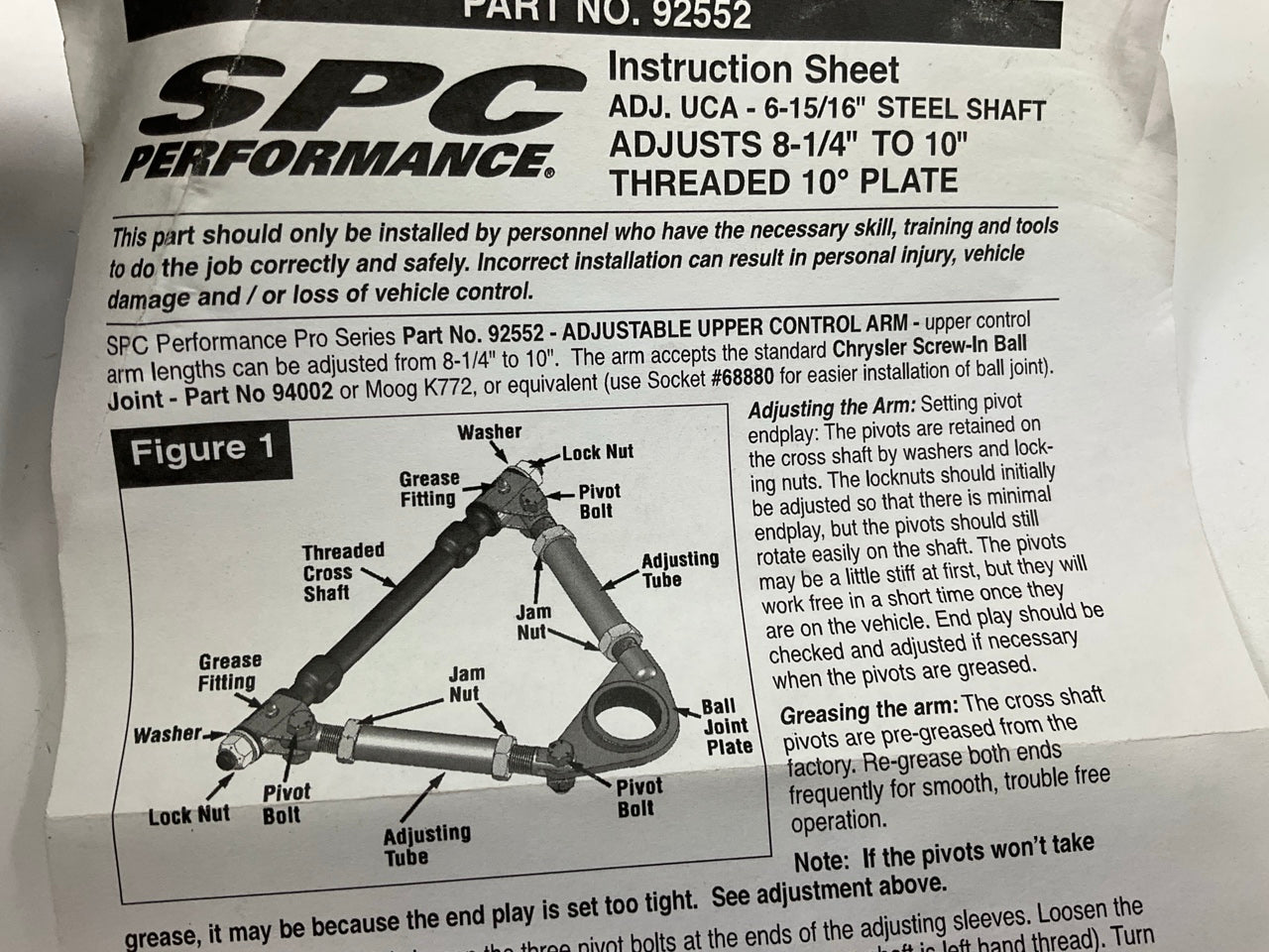 (2) SPC 92552 Adjustable UNIVERSAL Upper Control Arms For Hot Rod Rat Rod Custom